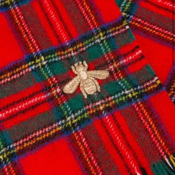 Gucci Bee Plaid Wool Scarf Unisex. Like New. - Picture 7 of 15